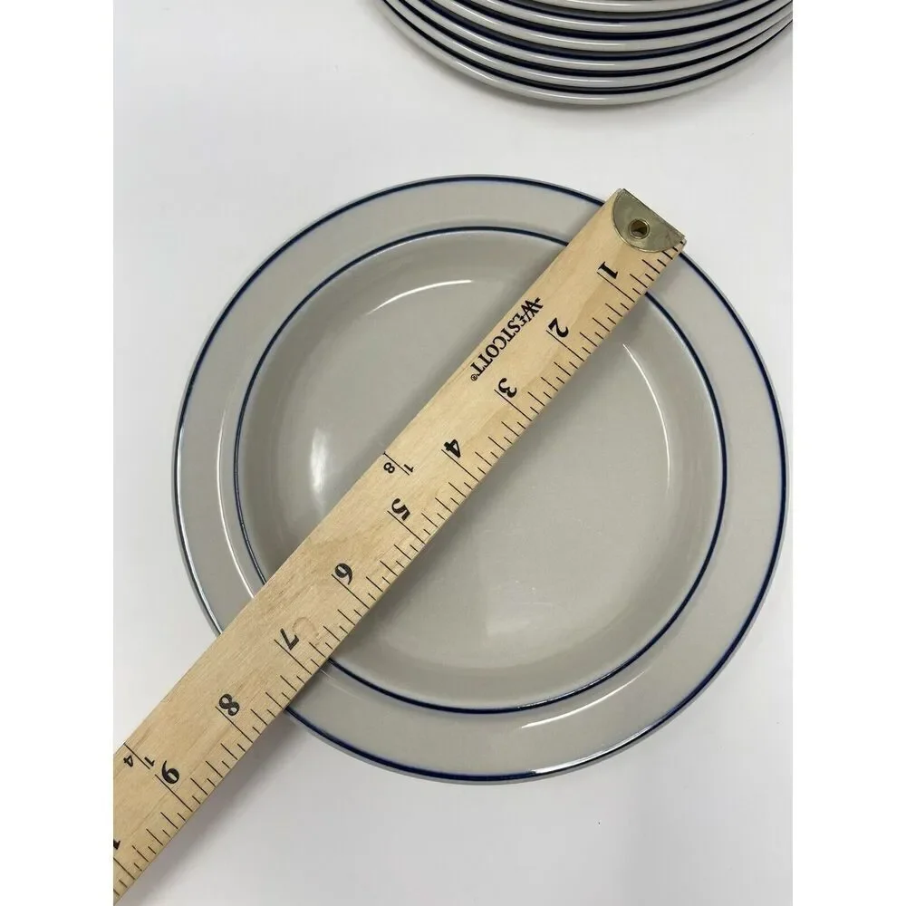 Arabia Finland Saimaa White Blue Rim Vintage Stoneware Salad Side Plate 7.5”